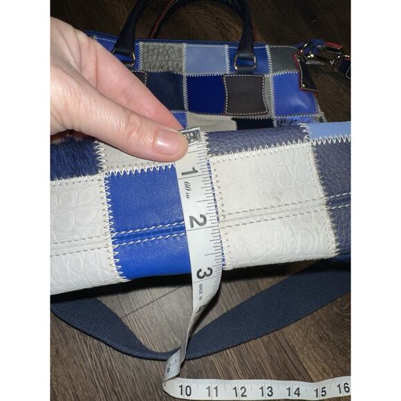 Pierotucci Fortunata Made In Italy Blue Leather Patchwork Tote Bag Purse - Picture 15 of 16